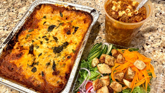 Week of 1/19/25 - Baked Ziti with Fresh Mozzarella or Pasta Primavera Daniel Fast Option - Queen Ro To Go