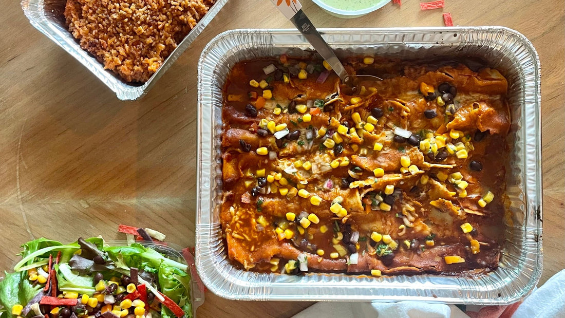 Week of 7/22/24 - Beef Enchiladas Roja with Spanish Rice - Queen Ro To Go