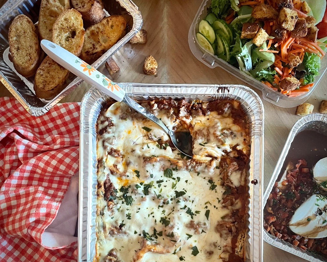 Week of 8/11/24 - Lasagne with Burrata & Tomato Bruschetta - Queen Ro To Go