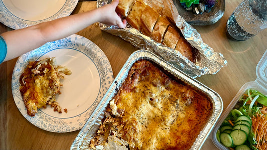 Week of 8/31/25 - Lasagna Bolognese with Garlic Bread and Green Salad - Queen Ro To Go