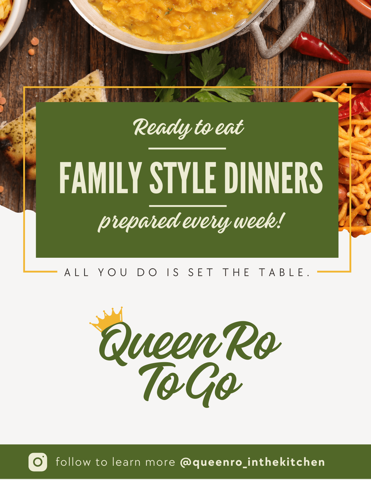 Family Style Dinner Service - Serves 4 - Queen Ro To Go